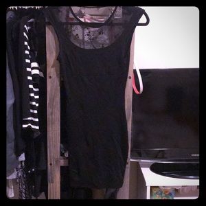 Black dress, sheer open back